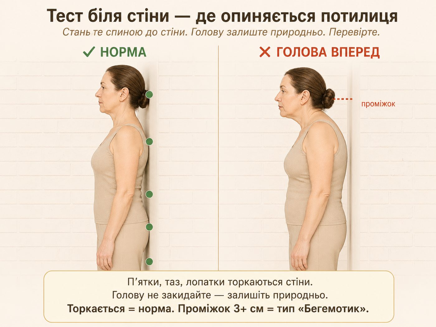 Тест біля стіни — постава